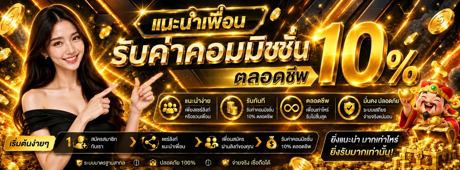 แบนเนอร์สิทธิ์แนะนำเพื่อนของ ALPHA345 โทนส้มทอง